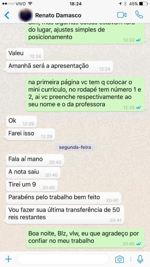depoimento de monografia