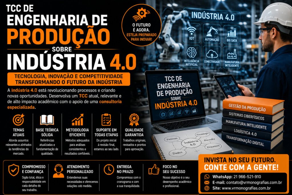 Desenvolva seu TCC de Engenharia de Produção sobre Indústria 4.0 com consultoria acadêmica especializada e orientação completa.